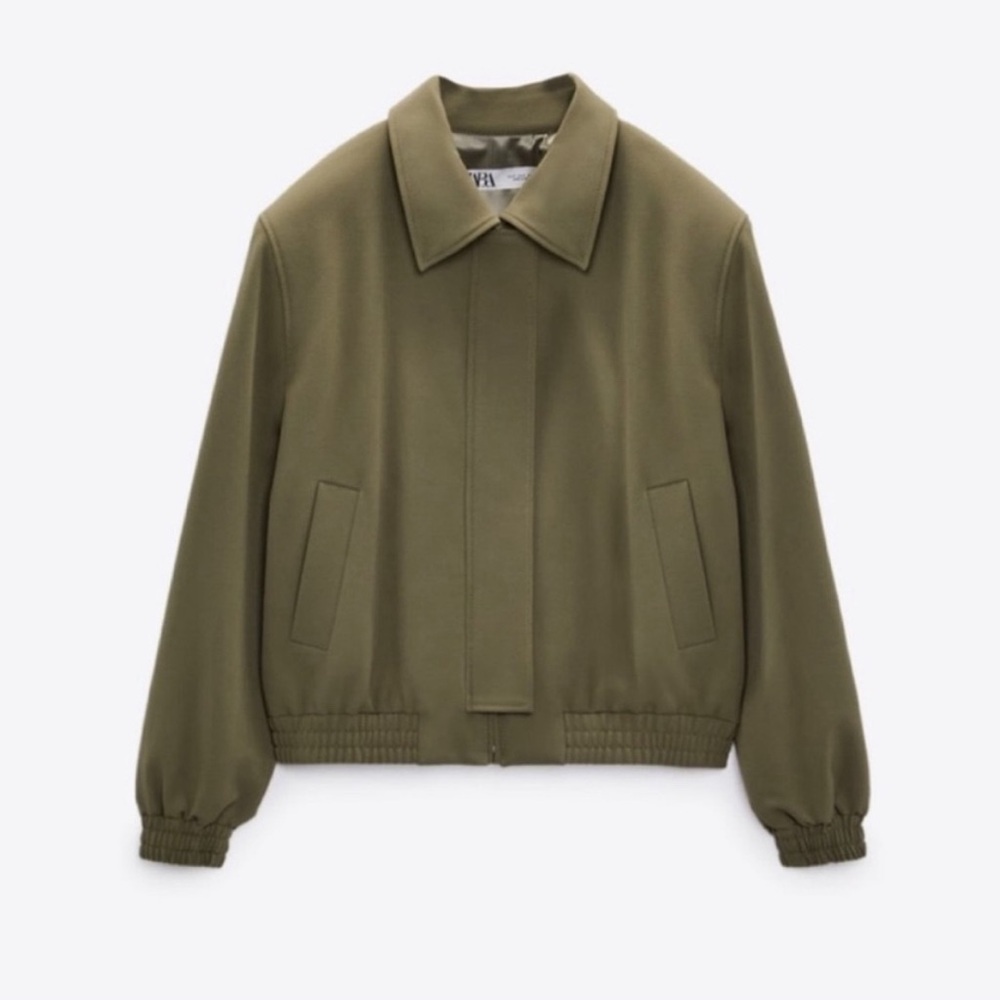 Zara Military Olive Bomber Jacket